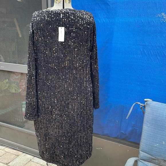 New with tag In’Voland ladies sequins cocktail long sleeve dress size 20. Black - Picture 2 of 9